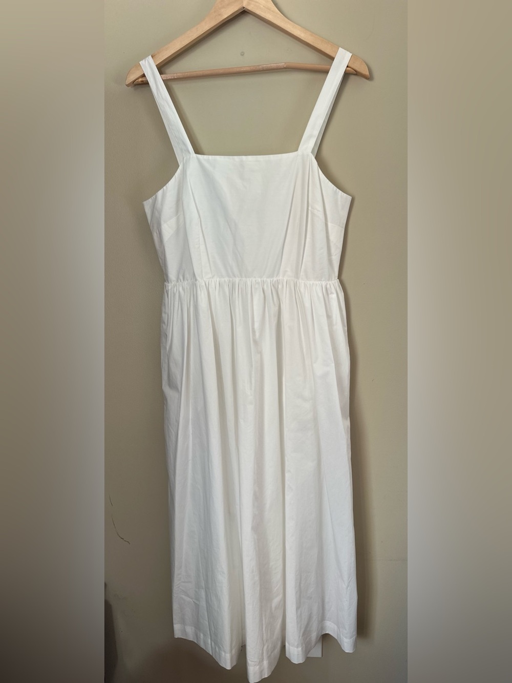 NWT a new day Poplin Square Neck Midi Dress White Cotton Sz M